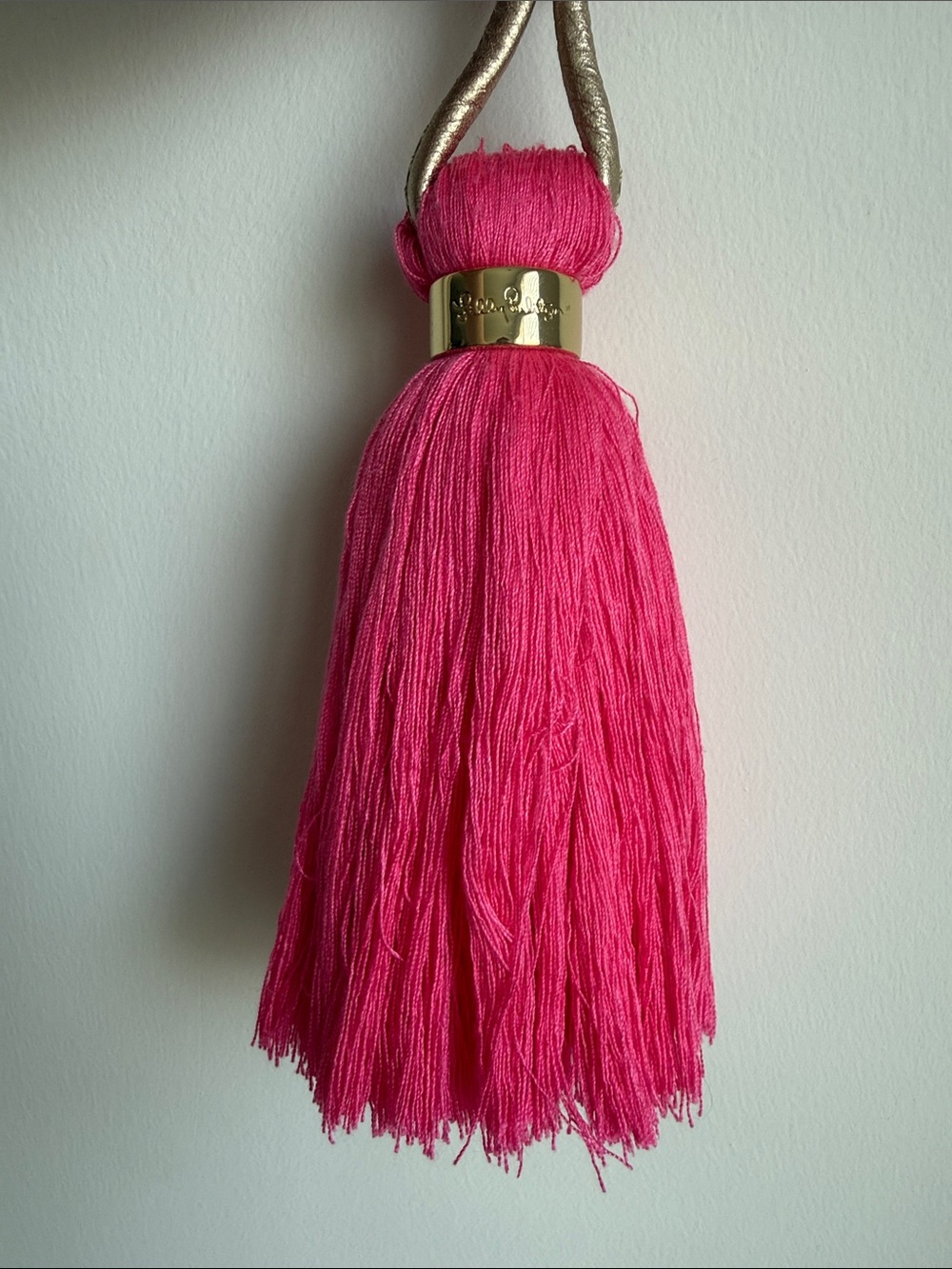 Lilly Pulitzer Pink Tassel Keychain with Gold Accent